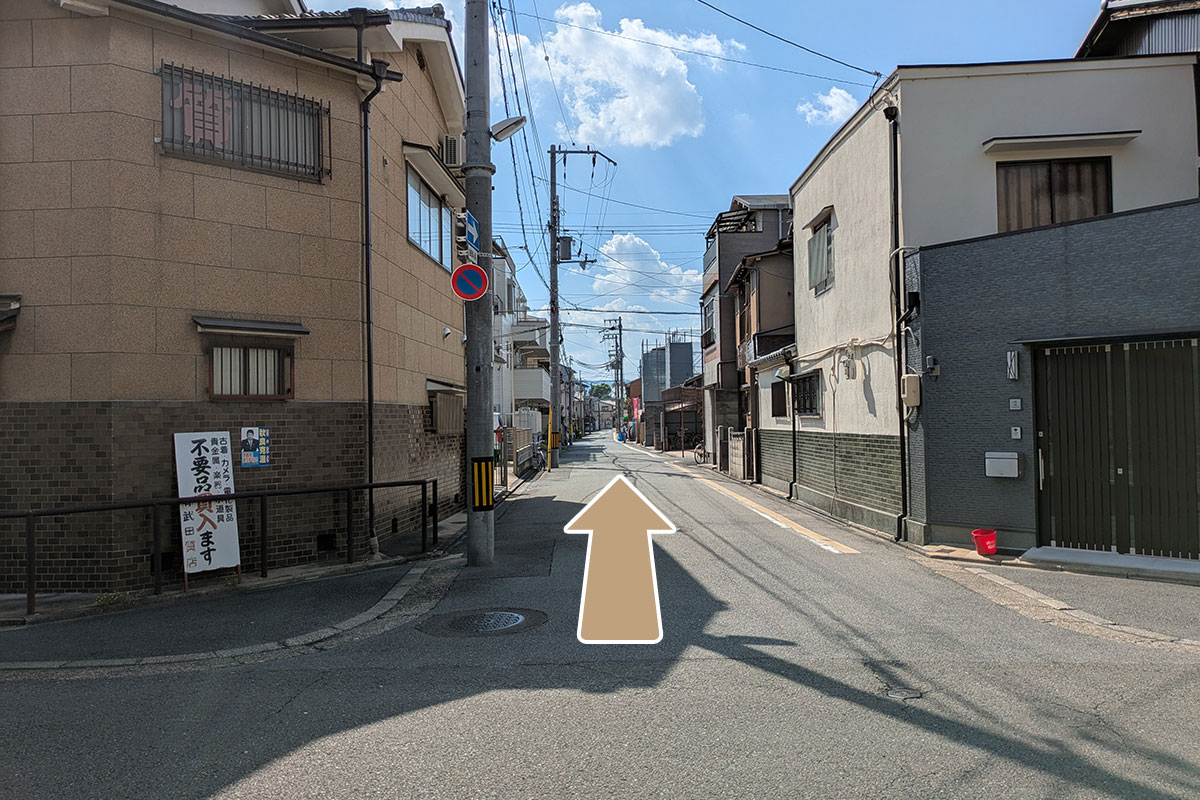 地下鉄九条駅方面からのルート05