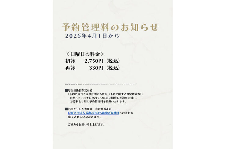 日曜日の予約管理料
